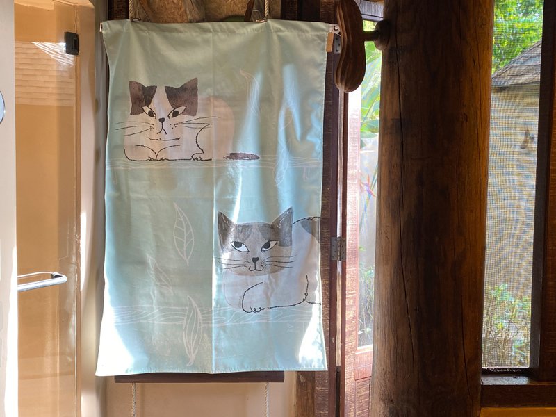 Decorative fabric with cat  Fabric wall decoration W100 cm. x H150cm. - Wall Décor - Polyester Transparent