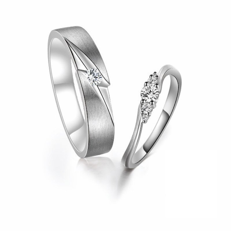 10分鑽石 結婚對戒- 絢爛奪愛 - 對戒 - 鑽石 銀色
