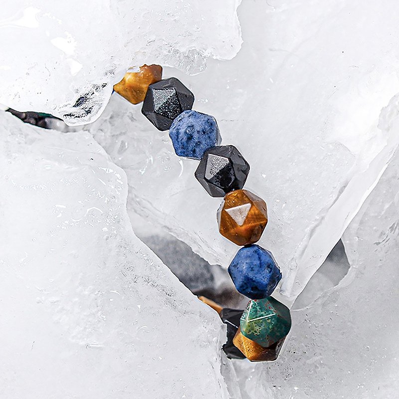 Men's Beaded Drawstring Bracelet with Multi Coloured Gemstones - สร้อยข้อมือ - คริสตัล หลากหลายสี