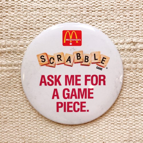 Mini Amer. 加拿大 McDonalds 麥當勞出品 Ask Me For A Game Piece古董徽章