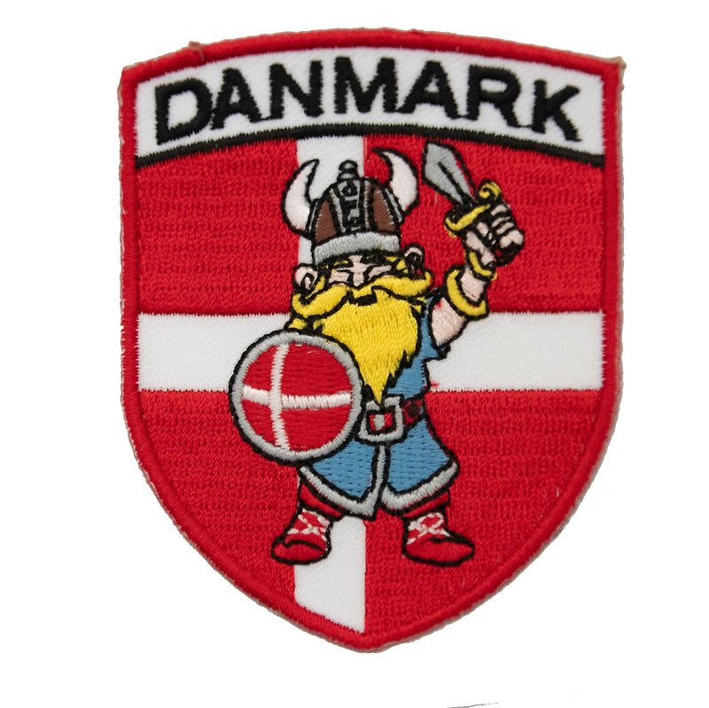 Vikings on Denmark Shield Patch Danmark Patch - เข็มกลัด/พิน - งานปัก หลากหลายสี