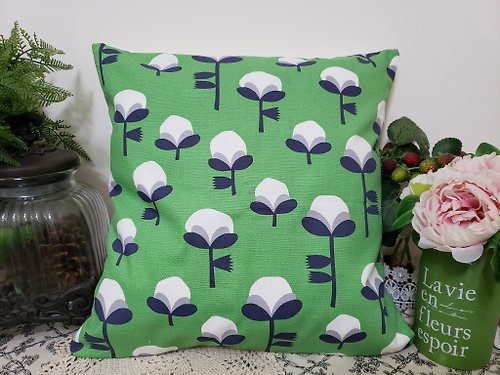 hazelnut 北歐風格簡約綠色花花圖案抱枕靠枕靠墊枕套