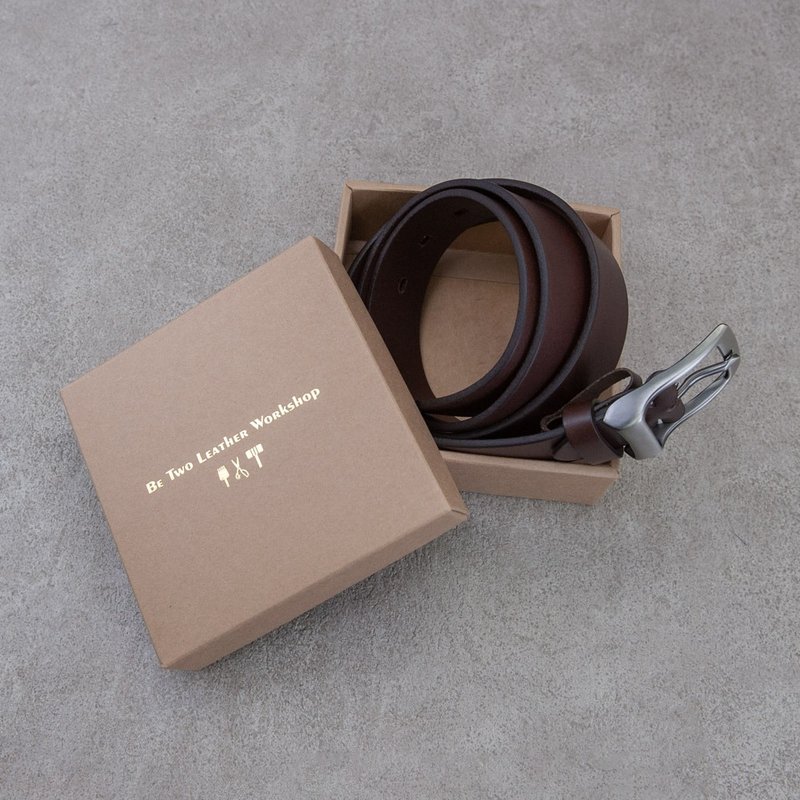 皮帶 belt 義大利植鞣 38mm 真皮腰帶 情人禮物 客製 燙金 禮 - 皮帶/腰帶 - 真皮 咖啡色