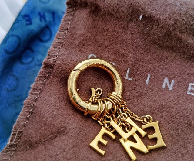 Gold Lock and Key Fob Necklace, Gold LV Lock and Key Vintage Round