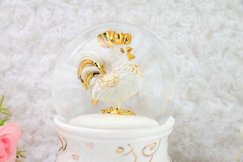 Chicken rich crystal ball music box new year congratulations new home gift birthday gift - Items for Display - Glass 