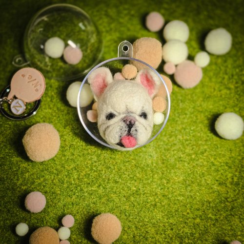 羊毛フェルト フレンチブルドッグ 羊毛フェルトキーホルダー（アクリル