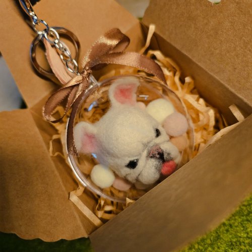 羊毛フェルト フレンチブルドッグ 羊毛フェルトキーホルダー（アクリル