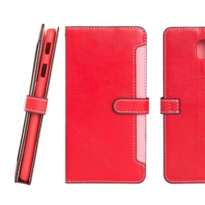 Samsung Galaxy J7 Pro Side Stand Leather Case - Red (4716779658057) - Other - Plastic Red