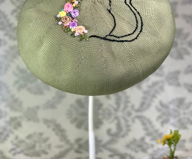 オリジナルデザインベレー帽新春秋刺繍帽子手作り刺繡ベレー帽