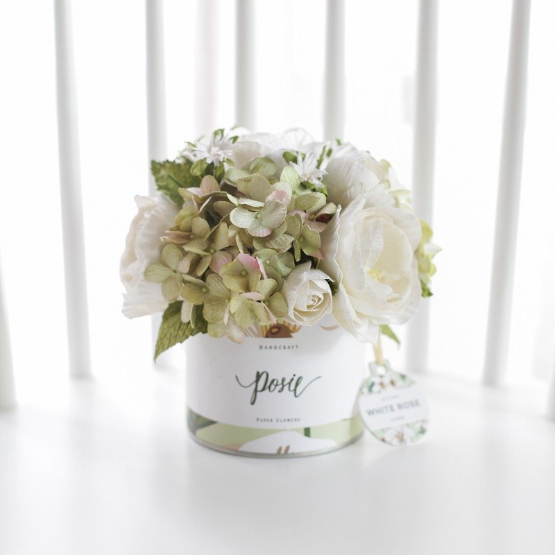 Aromatic Medium Flower Gift Box Natural White - 擺飾/家飾品 - 紙 綠色