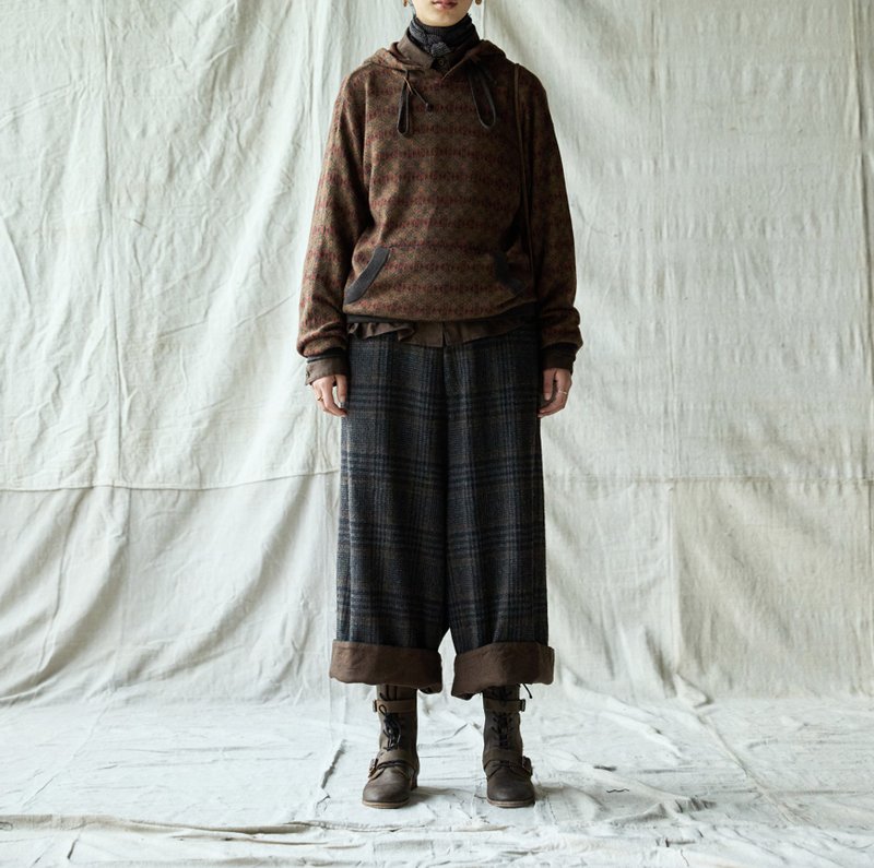 復古文青 羊毛混紡毛褲子 直筒休閒褲 - 女長褲 - 其他材質 多色