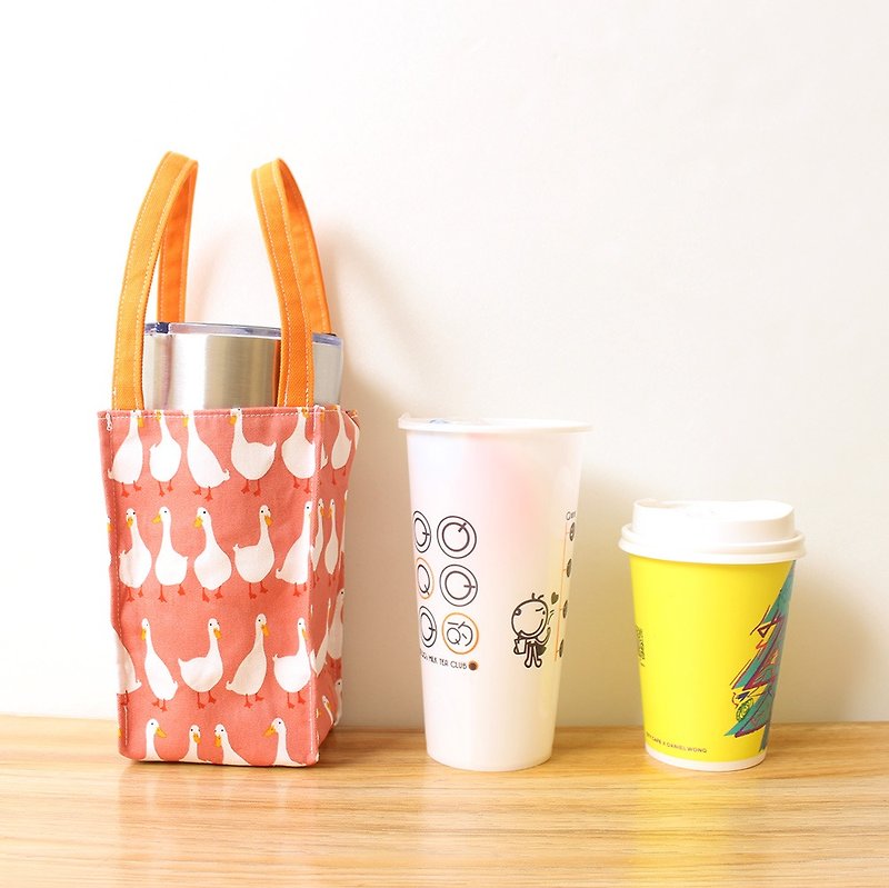 鵝鵝鵝飲料提袋(大) 環保杯袋 冰霸杯袋 - 杯袋/飲料提袋 - 棉．麻 紅色