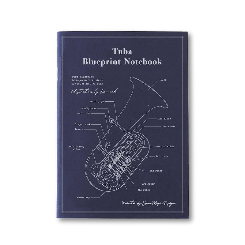 【Tuba】 Blueprint Notebook - Notebooks & Journals - Paper White