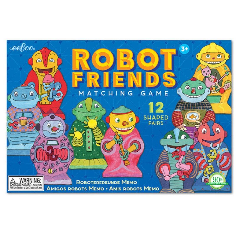 eeBoo 學齡前形狀配對遊戲 - Robot Friends Matching Game機器人 - 桌遊/牌卡 - 紙 多色