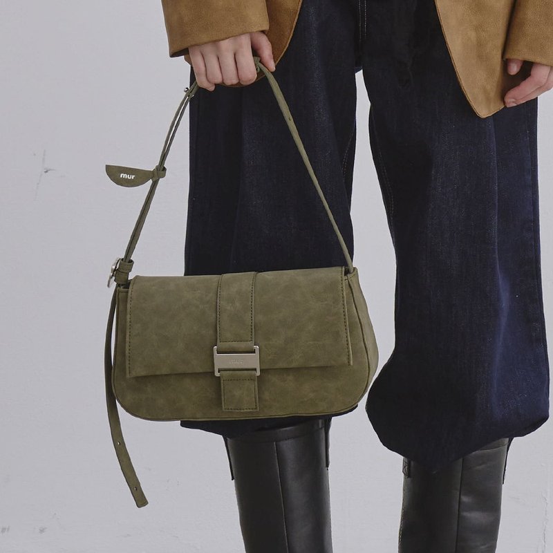 韓國製 MUR Seren bag 手袋/單肩包/上肩袋/手提袋 Suede Khaki - 側背包/斜背包 - 環保材質 