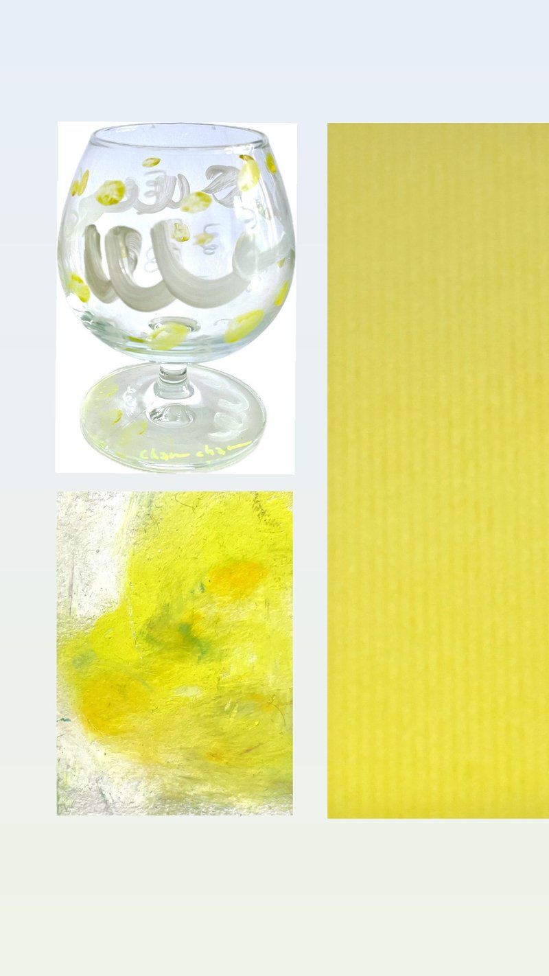 手繪玻璃杯Summer balloon, yellow - 其他杯子 - 玻璃 
