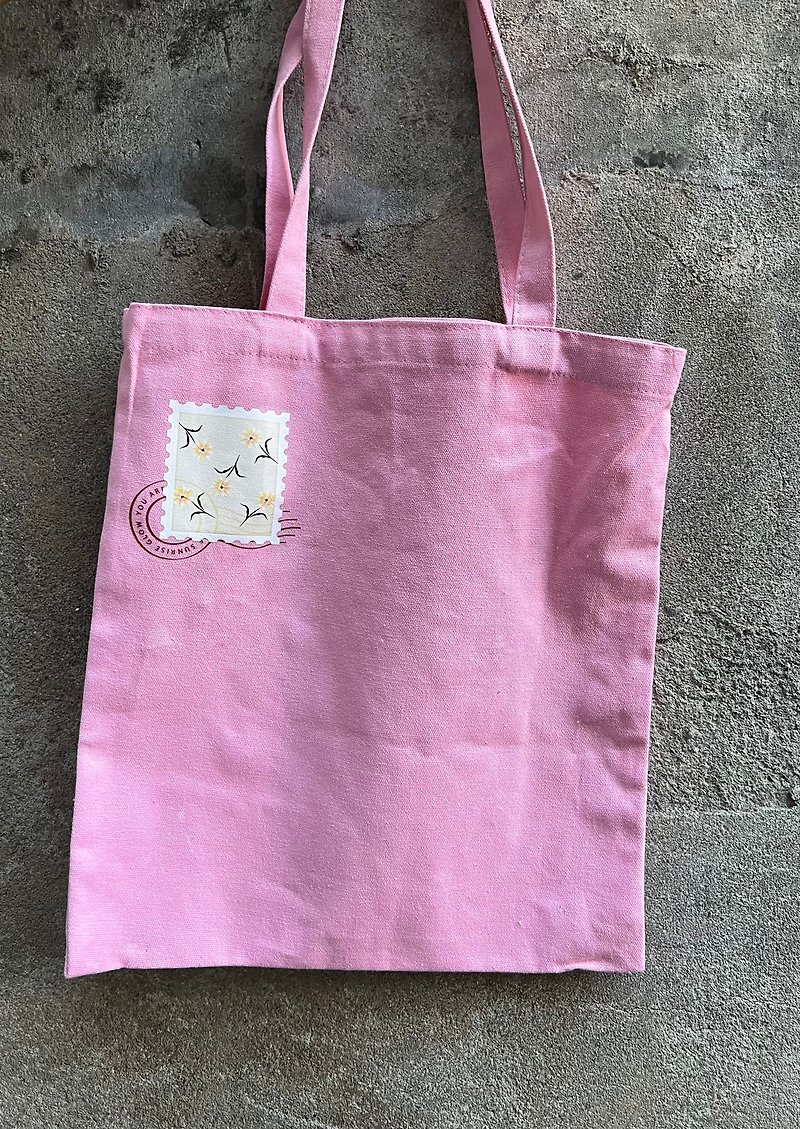 Window Postmark Canvas Bag_Dopamine Powder - Handbags & Totes - Cotton & Hemp Pink