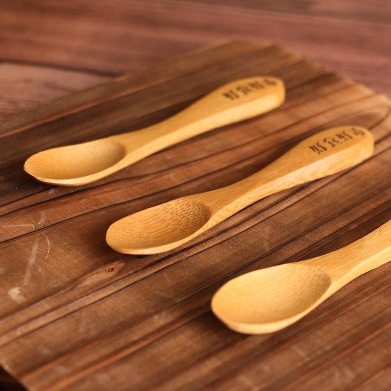 Hand made small bamboo spoon - ช้อนส้อม - ไม้ไผ่ สีนำ้ตาล