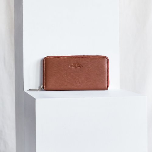 Thesis Crisis LUCKY-WOMEN MINIMAL LONG SOFT COW LEATHER WALLET-TAN (BROWN)