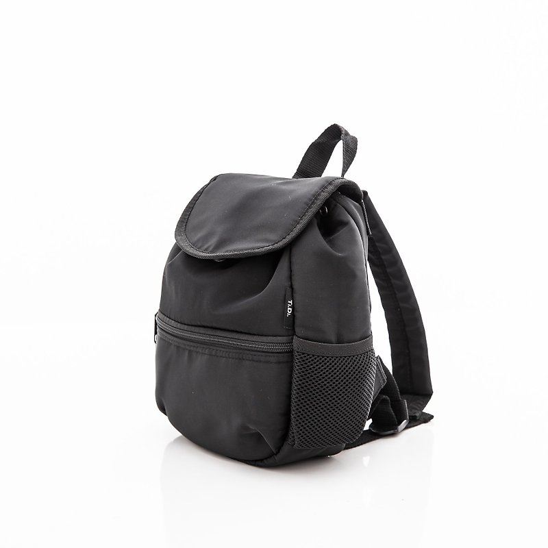TiDi Fashion Black Windbreaker Cloth Lightweight Backpack (S Type) - กระเป๋าเป้สะพายหลัง - วัสดุกันนำ้ สีดำ