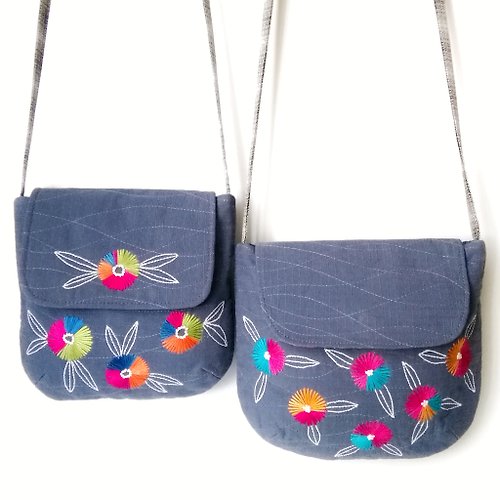 oksunnybunny Small Embroidered Messenger Purses for Women - Handmade Fabric Mini Shoulder Bag