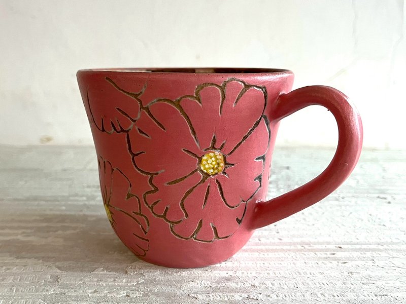 Intense Fuchsia Poppy Ceramic Coffee Mug - Mugs - Pottery Pink