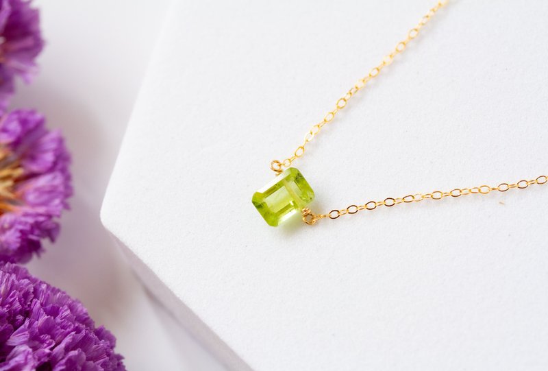 ペリドットのジュエルネックレス 14kgf / Peridot Gemstone Necklace 14kgf - 項鍊 - 寶石 綠色