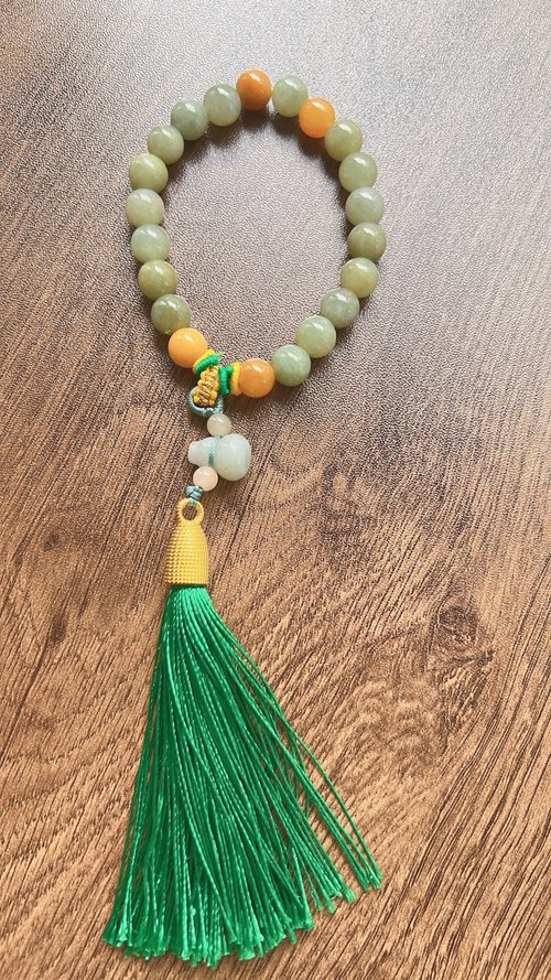 青宸芝Jade Treasure Box //和諧//福祿//清新草綠葫蘆翡翠手串-緬甸天然A貨翡翠