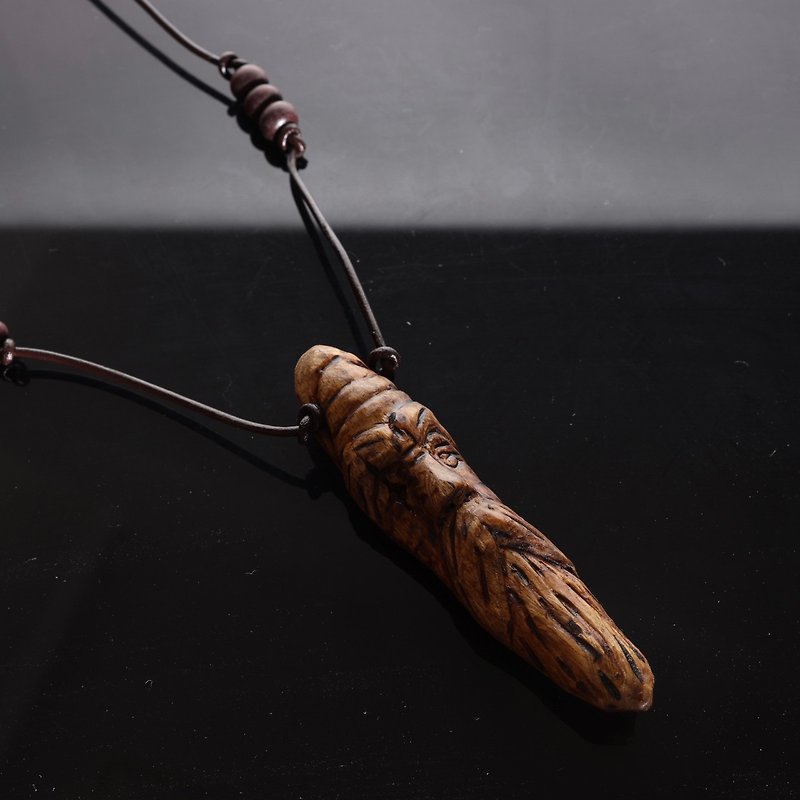 【快速出貨】奧丁木雕魔法項鍊 (限量1件) - 項鍊 - 木頭 咖啡色