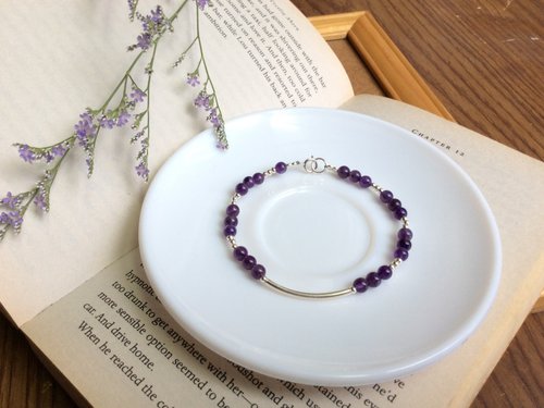 Ops手工飾品設計 Ops Amethyst silver bracelet-紫水晶/925純銀/紫色/銀管/手鍊