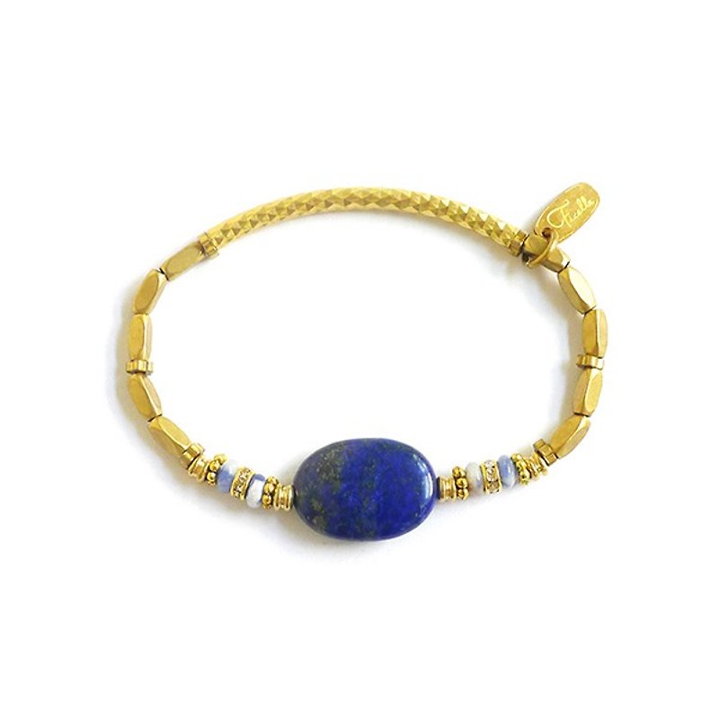 Ficelle | handmade brass natural stone bracelet | [lapis lazuli] Zeus candy jar - สร้อยข้อมือ - เครื่องเพชรพลอย 