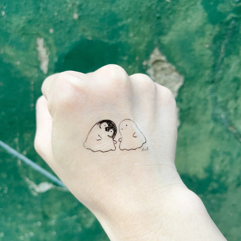 小企鵝與鴨鴨 搗蛋鬼 紋身貼紙 - 紋身貼紙/刺青貼紙 - 紙 黑色