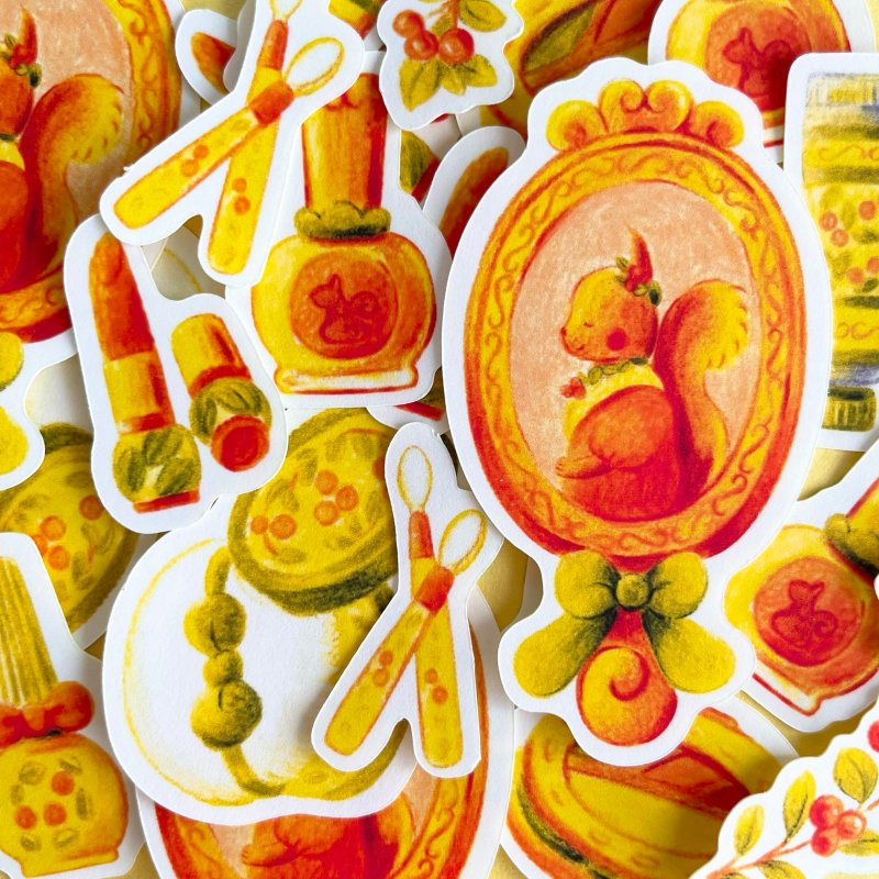 Dressed up squirrel flake sticker (with postcard) - Stickers - Paper Orange