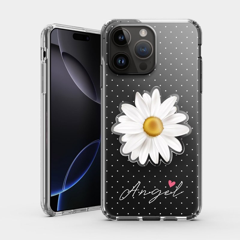 【手機殼&壓克力支架】雛菊 客製化文字 iPhone系列手機殼 PS007 - 手機殼/手機套 - 塑膠 白色