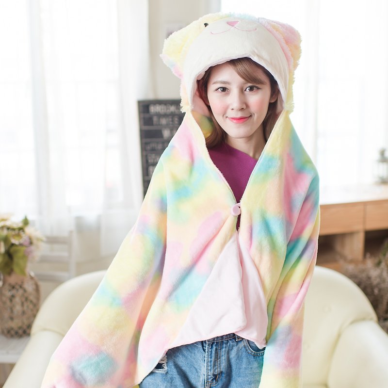 CANDY BEAR♥棉花糖兔披風式&收納式毛毯 - 被/毛毯 - 聚酯纖維 多色