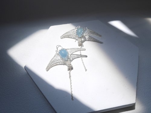 GoodSoJewelry 海藍寶魔鬼魚耳環