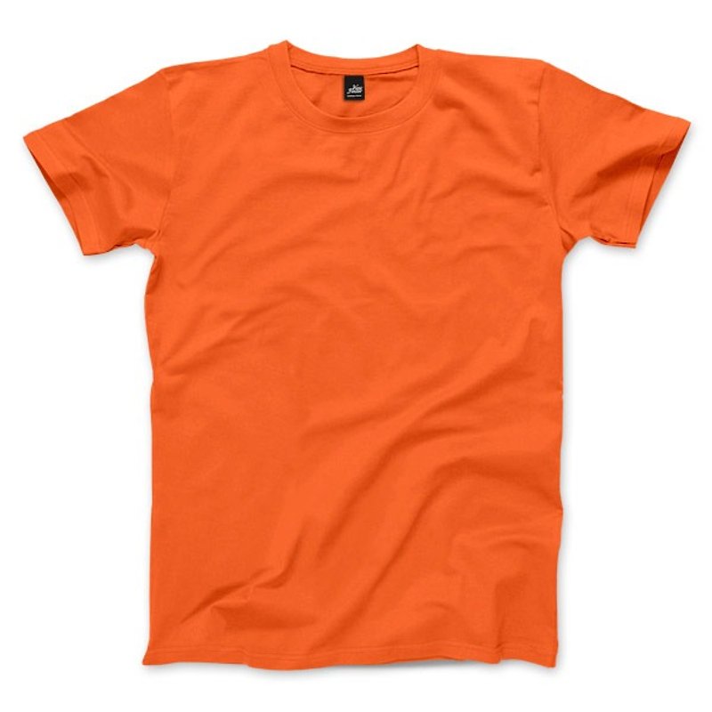素色中性短袖T恤 - 螢光橘 - 男 T 恤 - 棉．麻 