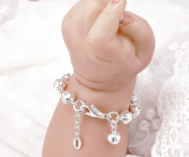 NEW Genuine Solid 925 Italian Sterling Silver Child's Bead Bracelet With 925 Bow 