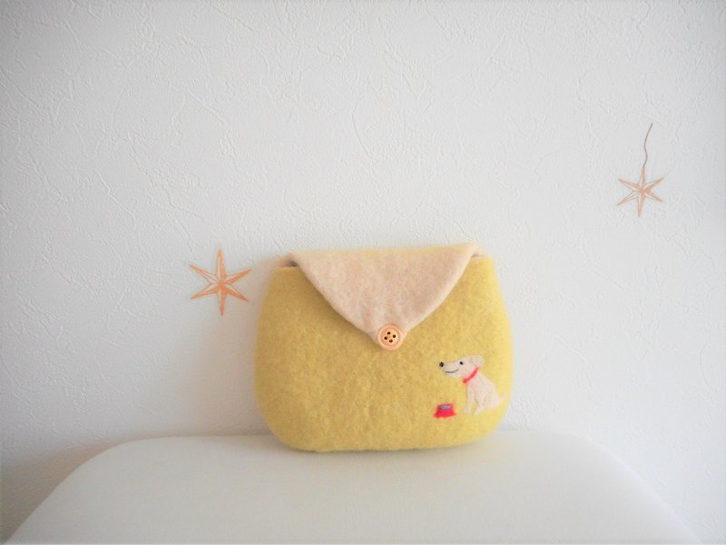 Simple dog pouch - กระเป๋าเครื่องสำอาง - ขนแกะ สีเหลือง