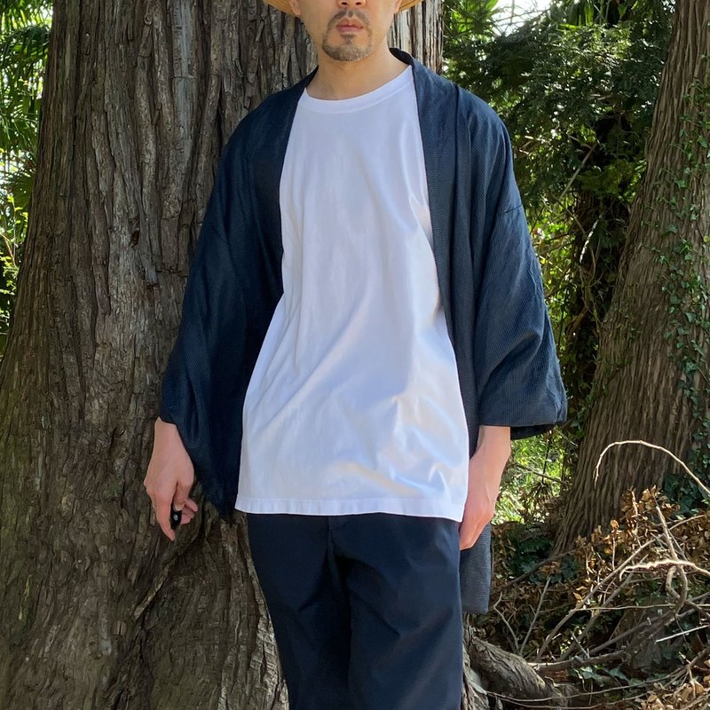 メンズ羽織着物 芸術的な羽裏デザイン 上品な和の美 ヴィンテージ和装 - 男夾克/外套 - 其他材質 藍色