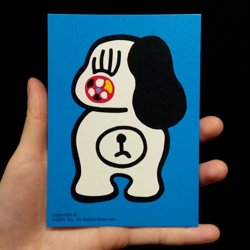 獨眼狗狗 (可製作A3大小的海報) 生日卡  postcard  繪本 card 卡片 萬用卡 poster 海報 現代 情人 愛 特別 可愛 台灣 怪誕 - 卡片/明信片 - 紙 藍色
