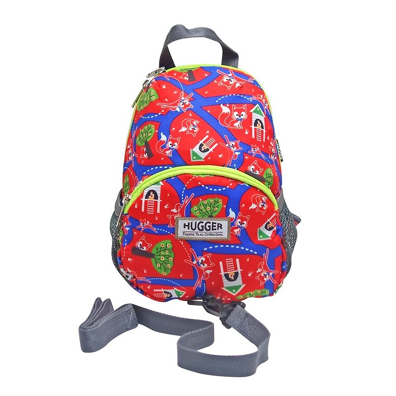 HUGGER anti-lost backpack fox jumping children fun colorful graffiti - Other - Other Materials Red
