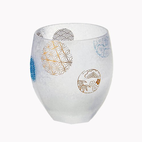 MSA玻璃雕刻 345cc【日本ADERIA】夏日祭典 丸紋 刻字玻璃杯 描金工藝吉祥圖案