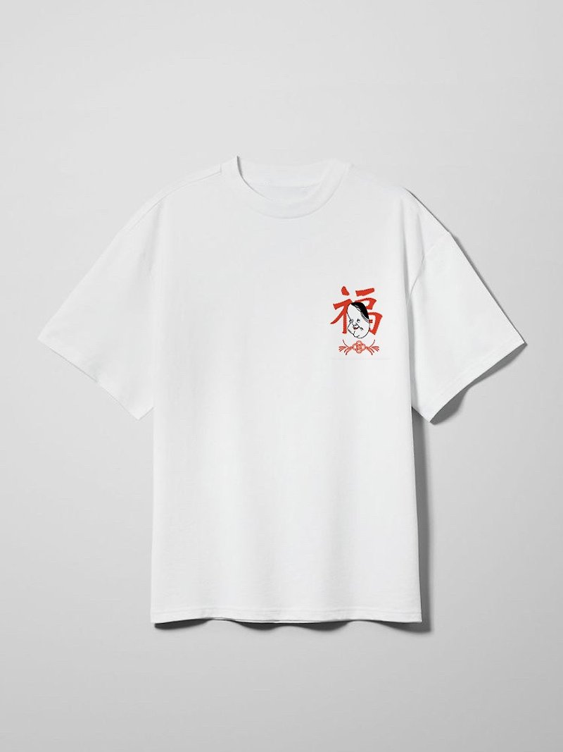 日本福神オリジナルプリント刺繡Tシャツニュートラルバージョン綿100％