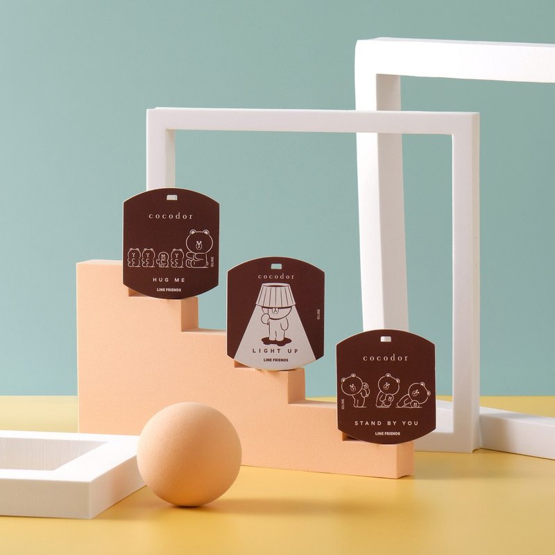 cocodor-LINE FRIENDS Fragrance hanging card 3 pieces in set-Shangri-La - น้ำหอม - กระดาษ สีนำ้ตาล