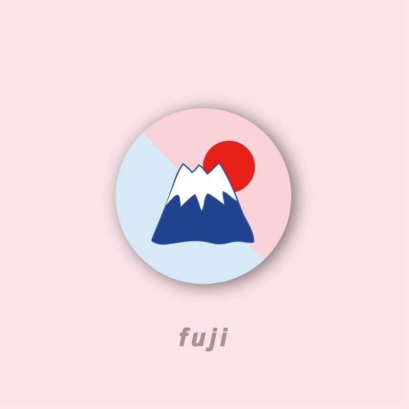 富士山 插畫馬口鐵胸章 胸針一個 - 胸針 - 其他金屬 多色