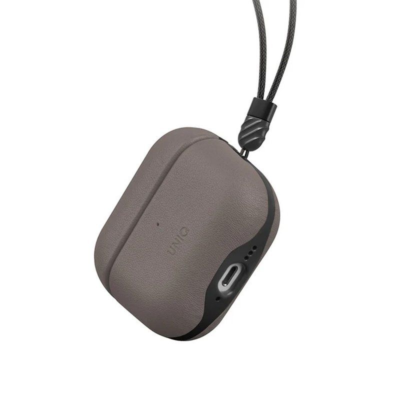 AirPods 4代 Lyden Ds 耐刮皮革收納保護套 附掛繩- 灰色 - 手機配件 - 真皮 卡其色