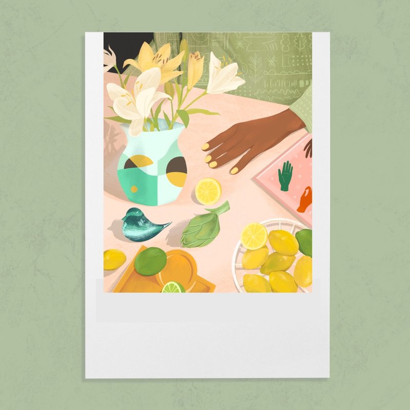 【Illustration Postcard/Card】Table of Delights Cardstock Art Print - Cards & Postcards - Paper Multicolor