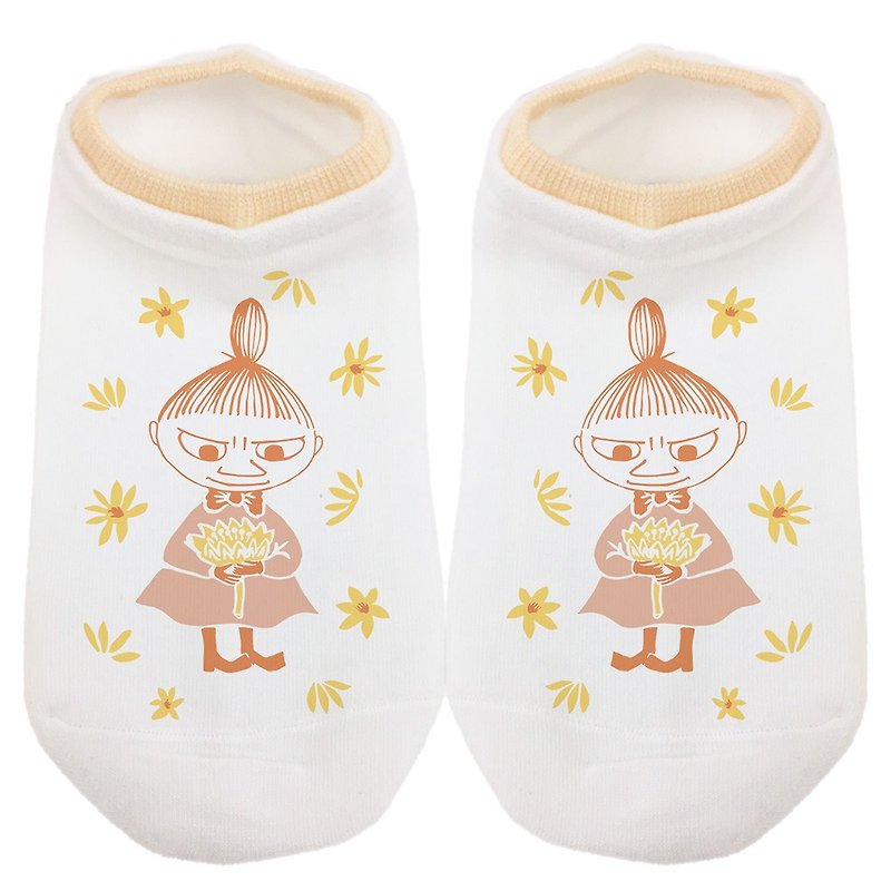 Moomin嚕嚕米授權-滾邊短襪(橘白),AE02 - 襪子 - 棉．麻 橘色
