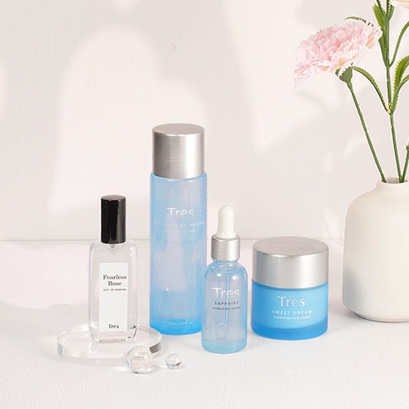 [Skin Care Gift Box] Orange Blossom Facial Repair 3-piece Set l Free Wooden Rose Perfume - Essences & Ampoules - Glass Blue